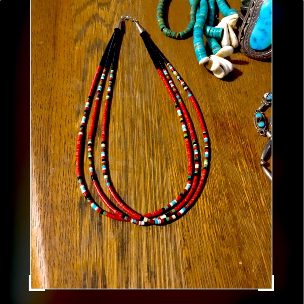 💕Santo Domingo Coral Heishi Turquoise Necklace